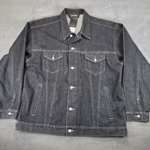 Sean John Vintage Mens XL Black Denim Jacket Contrast Stitch Vintage Y2K Hip Hop